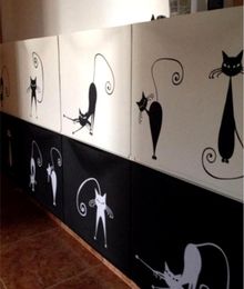 Cute Cat Wall Stickers set of 5 funny cute cat vinyl wall decal stickers Abstract pussy cat decoration HM3DZ1 2104201921567