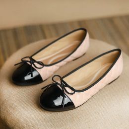 Flats Designer Leather Patchwork bowtie flats women comfy pregnant shoes female silver glitter loafers bow moccasins plus size 42 43