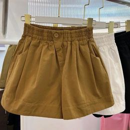 Women's Shorts Summer Solid Color Loose Wide-leg Pants Pure Cotton Bud Casual High-waisted Elastic Waist