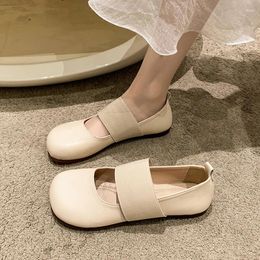 Casual Shoes Women's Sneakers Summer 2024 White Woman-shoes Roses Basic PU Square Toe Shallow Flat Slip-On Solid Mary Janes