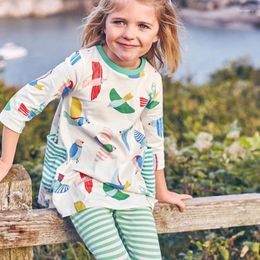 Girl Dresses Dove Casual Baby Dress Cotton Girls Clothes Blouse Girl's Vestidos 1-7 Years Jumpers Outfits Full Print Fashion Tops