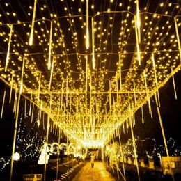 Party Decoration Meteor Shower Lights 8 Tubes 50cm 288-LED Christmas Falling Rain String Light Lamp Wedding EU Plug