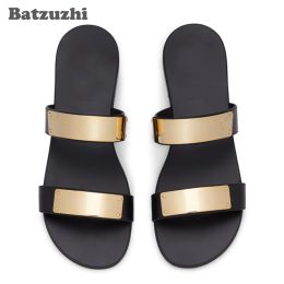 Sandals 2020 Fashion Men's Shoes Summer Black Genuine Leather Sandal Shoes Men Summer Sandalias Mujer Gladiator Big Sizes EU3846!