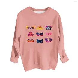 Women's Hoodies Carnival Sweatshirts Woman Casual Fashion Long Sleeved Printed Pullover Hoodie Top Mask Y2k Clothes