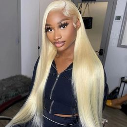 613 Blond Lace Frontal Wig Human Hair Straight 180% Density 13x4 HD Transparent Lace Front Wigs Lace Closure Wig for Women