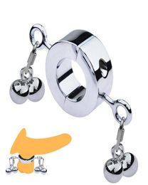 Metal Penis Ring Male Testicle Ball Stretcher Scrotum Cock Locking Heavy Duty Pendant Weight BDSM Sex Toys For Men Cockrings3592122