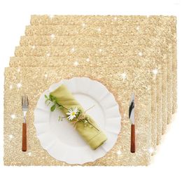 Table Cloth Setting For 4 4Pcs Pvc Hollow Wedding Party Western Mat Square Tablecloth Tray Cushion Gold