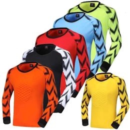 Mens Children Football Long Sleeves Goal Keeper Uniforms Sport Training Breathable Top Soccer Goalkeeper Jersey Kit 240312