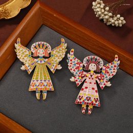 Brooches Muylinda Colourful Mosaic Little Girl Brooch Vintage Enamel Angel And Pins Jewellery Clothes Scarf Clip Accessories