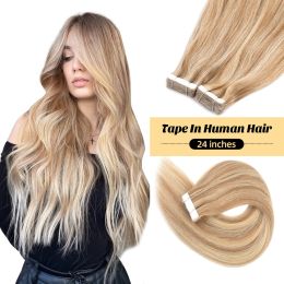 Extensions Neitsi Tape In Hair Extensions Human Hair Blonde Ombre Skin Weft Adhesive Seamless Tape Ins Extensions Real Hair Straight 24Inch