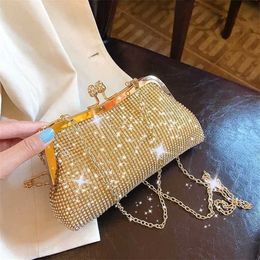 Top Shoulder Bags Designer Handbags Diamond Studded Small Tote Bag Summer Fashion Wallet Messenger Dinner Clip Chain 240311