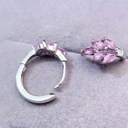 Hoop Earrings Natural Real Pink Sapphire Earring Leaves Style 2 4mm 0.15ct 10pcs Gemstone 925 Sterling Silver Fine Jewelry L243146