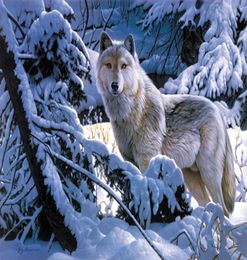 Wall Art wall Home Decor Giclee Print Snow Landscape oil painting canvas Fantasy Modern Animal Art howling of the wolves Wolf Livi5439759