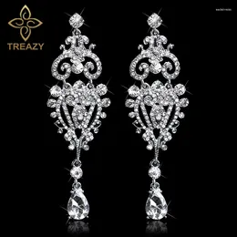 Dangle Earrings TREAZY Gorgeous Chandelier Crystal Bridal Long Drop Wedding Jewelry Silver Color Rhinestone For Women