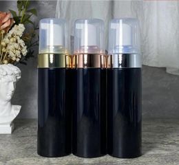 Storage Bottles 100ML/120ML/150ML/200ML Black Plastic Bottle Gold Silver Foaming Facial Mousse Cleanser Hand Cleaning Soap Skin Care Packing