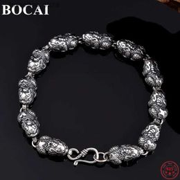 Charm Bracelets BOCAI S925 Sterling Silver for Men Women New Fashion PiXiu S-button Hand String Pure Argetnum Amulet Jewellery L240319