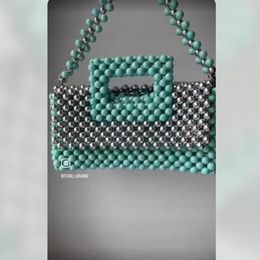 Totes Customised Handmade Woven Beaded Bag Niche Design Patchwork Contrasting Colour Handbag High-end Texture Ins Women's Bags