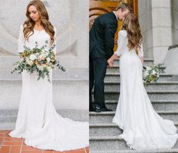 Vintage Modest Wedding Dresses With Long Sleeves Bohemian Lace Mermaid Bridal Gowns Country Wedding Dresses abiti da sposa6049854