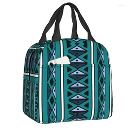 Storage Bags Tribal Ethnic Bohemian Pattern Insulated Lunch Bag For Women Waterproof Boho Stripe Cooler Thermal Bento Box Picnic Travel