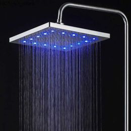 Bathroom Shower Heads 8-inch LED Top Shower Head High Pressure Rainfall Square Fixed Shower No Batteries Colourful Discoloration Bathroom Accessories Y240319