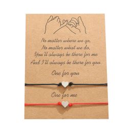 Adjustable Infinity & Love Heart Charm Bracelets Set - 2Pcs Handmade Red Black String Rope, Unisex Friendship Jewelry, Ideal Christmas LL