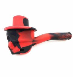 Silicone pipe Smoking pipe 4 Colour 45G Creative skull pipes with lid ghost skull silicone pipes with high temperature resistance7653535