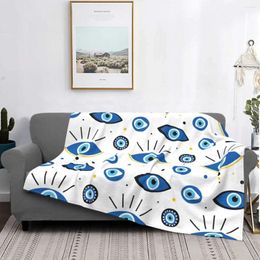 Blankets Nazar Evil Eye Lucky Charms Blanket Flannel Spring Autumn Turkish Amulets Multi-function Throw For Bed Car Rug Piece