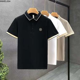 Designer High End Casual Polo Shirt for Mens Short Sleeved T-shirt with Trendy Brand Slim Fit Pearl Cotton Embroidery Leading Half Sleeves