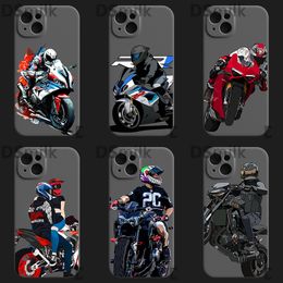 Motorcycle rider Phone Case for iPhone 15 14 13 Pro 12 11 Pro Xs X XR Max 8 7 SE Strong Silicone Cases Soft Back Cover