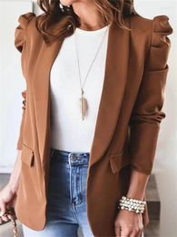 Women's Jackets Spring Autumn Blazer Coats Solid Color Long Sleeve One Button Open Front Outerwear Elegant Fashion Tops