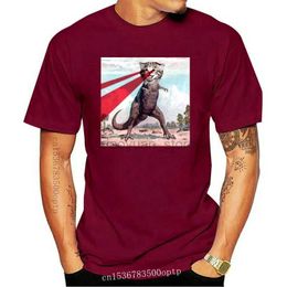 Men's T-Shirts New man tshirt T Rex cat with laser eyes T shirt epic UFO Meme Tee cool women t shirt trenches mountain 240327