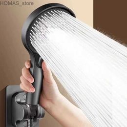 Bathroom Shower Heads 13 CM Big Panel High Pressure Shower Head Black 3 Modes Large Flow Spray Nozzle Eco Massage Rainfall Shower Bathroom Accessories Y240319