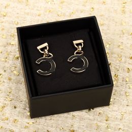 2024 Luxury quality charm drop earring with black color in 18k gold plated have stamp PS3225B