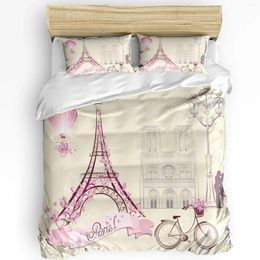 Bedding Sets 3pcs Set France Paris Tower Air Balloon Bicycle Retro Duvet Cover Pillow Case Boy Kid Teen Girl Covers