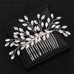 Tiaras Wedding Rhinestone Hair Comb Bride Head Ornaments Wedding Hair Combs Hair Accessories Bridal Womens Crystal Jewellery Accessories Y240319