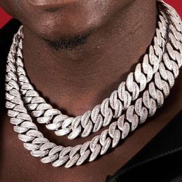 Fashion Hip Hop Rapper Jewellery Bracelet 25mm Iced Out Cz Diamond Cut Baguette Chunky Big Miami Cuban Diamond Chain Necklace