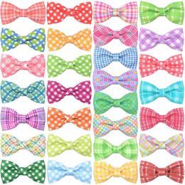 Dog Apparel 50/100pcs Plaid Style Bow Ties Spring Pet Collar Accessories Cat Bowties Grooming Supplies