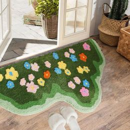 Carpets Decorative Carpet Soft Modern Cloakroom Home Decor Washable Plants Flower Rug For Household Playroom Bedroom Living Room