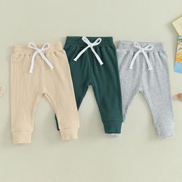 Trousers Toddler Boys 3 Piece Long Pants Baby Solid Color Winter Ribbed Bottom Infant Knitted Pull-Up