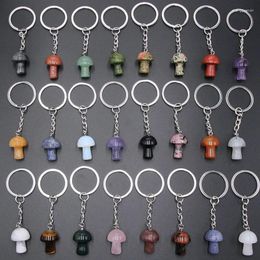 Keychains Mini Mushroom Statue Key Rings Chains Natural Stone Carved Charms Healing Crystal Keyrings For Women Men