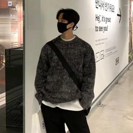 Mens Sweaters Korean Men Panelled Sweater Autumn Winter Top O-neck Design Thick Warrm Pullover Knitwear Japanese Chic Male Casual Jumper