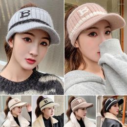 Ball Caps Winter Warm Knitted Hat Casual Cold-proof Windproof Baseball Cap Earmuffs Women Girls