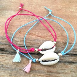 Charm Bracelets Rope Bff Tassel Cowrie Shell Bracelet Femme Simple For Women Girls Fashion Boho Jewelry Pulseira Feminina 2024