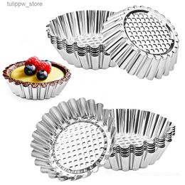 Baking Moulds 10 Packs Cupcake Mould 3.8inch Stainless Steel Mini Pie Tartlet Cupcake Cake Muffin Mould Non-Stick Reusable Tin Pan Baking Tools L240319