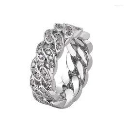 Cluster Rings Chain Ring Male Fashion High-end Personality Zircon Women Closed Index Finger 925 Silver Jewellery