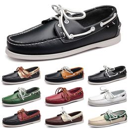 Mens Casual Shoes Black Leisures Silvers Taupe Dlives Brown Grey Red Green Walking Low Soft Multis Leather Men Sneakers Outdoor Trainers Boat Shoes Breathable AA032