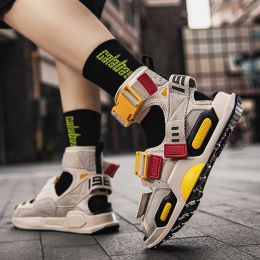 Sandals Outdoor Street Sandals 2021 New Summer Beach Shoes Personality Hip Hop Velcro Strap Men Sandals for Male High Top Sandalias