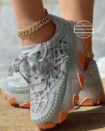 Casual Shoes Sneakers Women's Rhinestone Lace Patch Contrast Sequin Women Tennis For Woman Loafers Crystal Zapatos Mujer