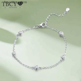 Charm Bracelets TBCYD 3mm 0.5cttw D Colour VVS1 Moissanite For Women 925 Sterling Silver Diamond Round Bubble Hand Chain Jewellery Gifts L240319