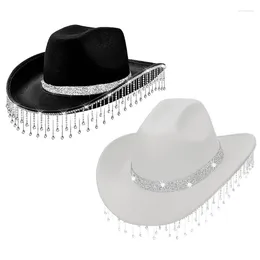 Berets Western Cowboy Hat Cowgirl Rhinestones Tassels Womens Party Po Props